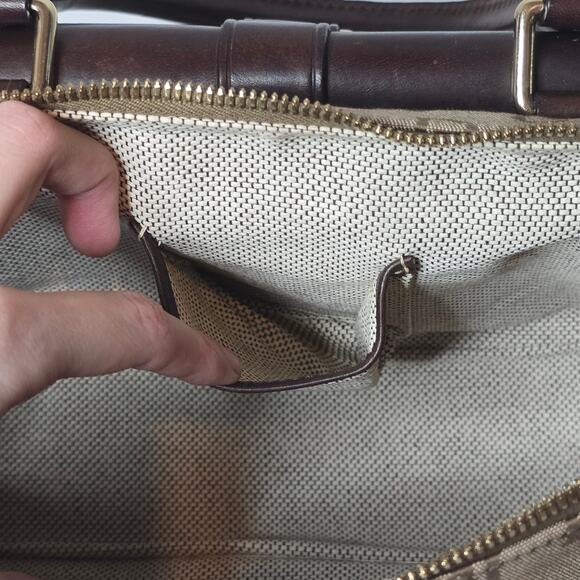 Dooney And Bourke Small Purse Bag Brown Signature Canvas Faux Leather Clasp - Picture 10 of 12